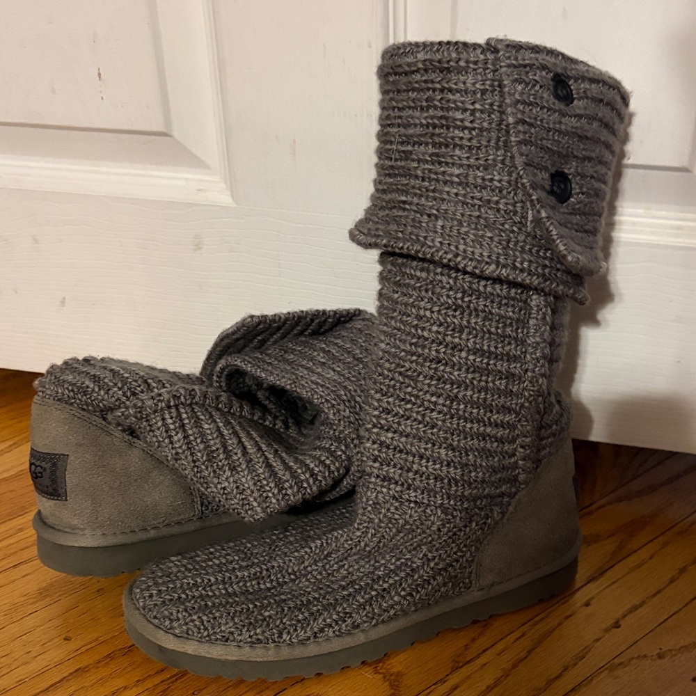 UGG Charcoal Knit Boots with Buttons